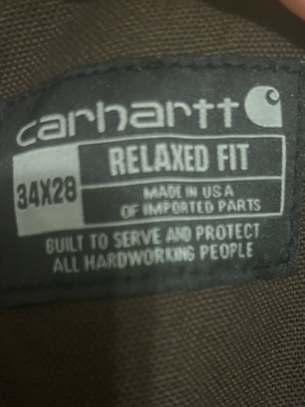Carhartt Brown Duck Canvas Bib Overalls Relaxed Fit Workwear USA 34x28 - Picture 3 of 6